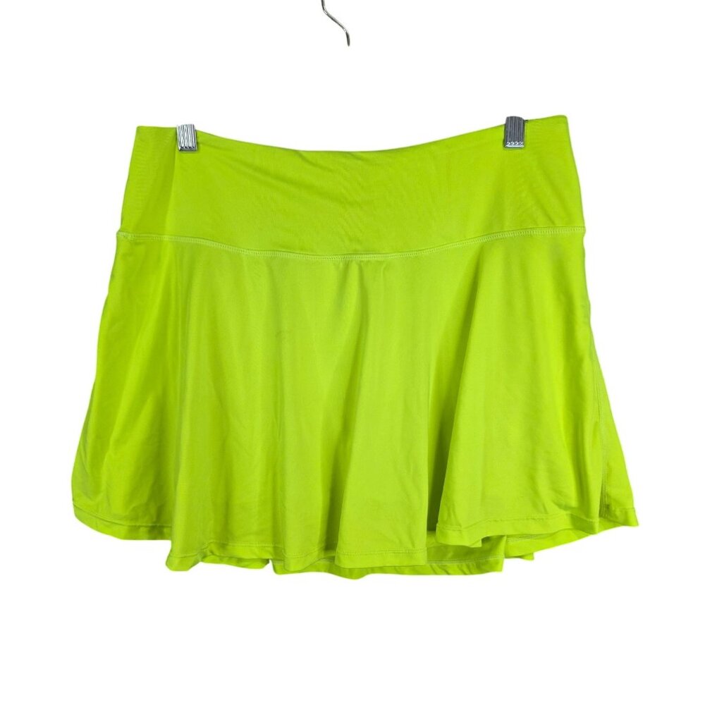 Womens Neon Green Athletic Skort With Built In Shorts Polyester Stretch Size XL